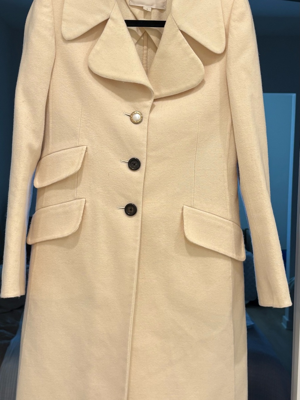 Marc Jacobs Cream Single-Breasted Wool Trench Coat